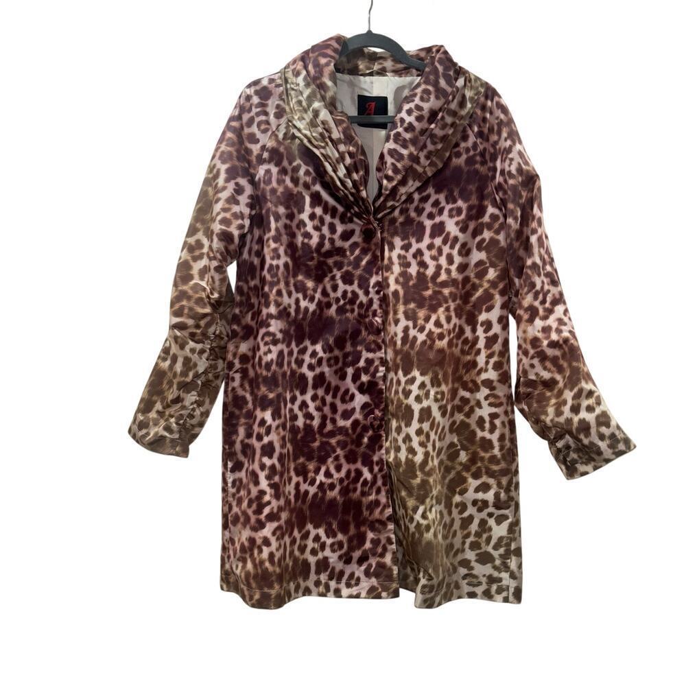 Adrienne Landau Cheetah Print Rain Jacket – Size Small